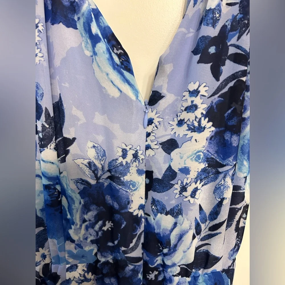 Donna Ricco Blue Floral Jumpsuit